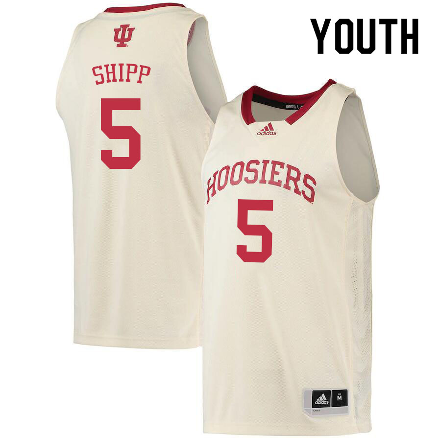 Youth #5 Michael Shipp Indiana Hoosiers College Basketball Jerseys Sale-Cream